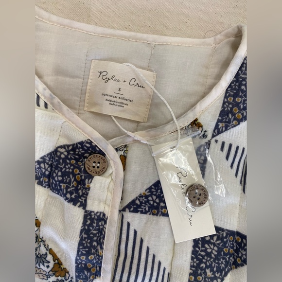 Rylee + Cru Quilted Longline Jacket Geometric Patterned Cotton Jacket Small - Picture 7 of 9